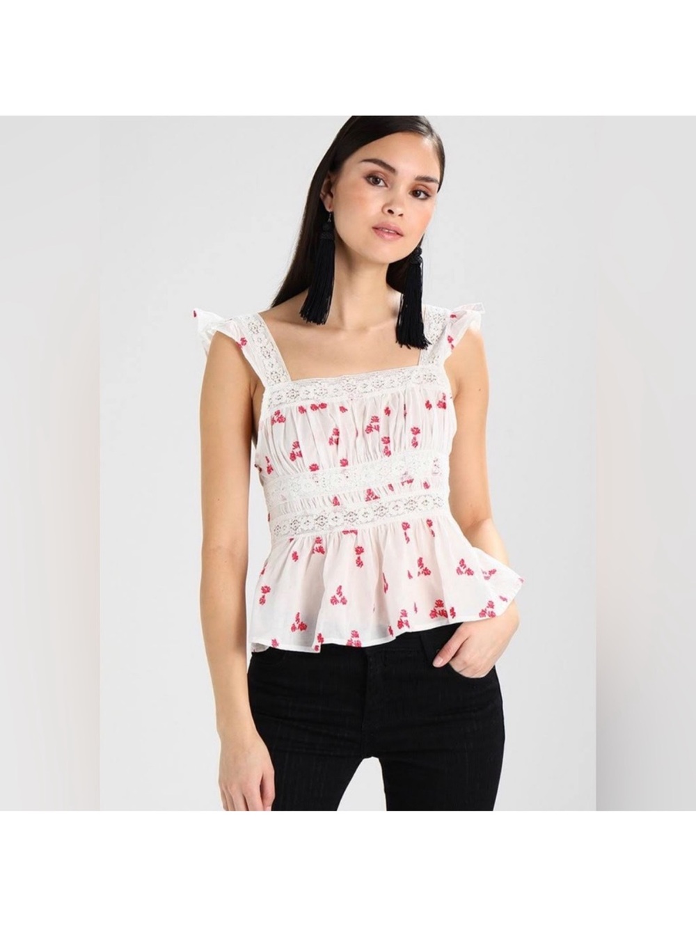 Free People Lace-Trim Peplum Cami
